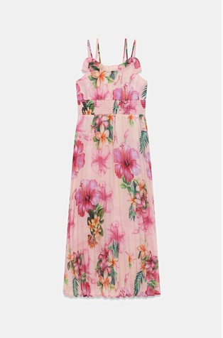 Plisirana obleka z vzorcem