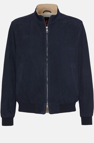 BOGGI MILANO Bomber Jacket in Genuine Suede Leather Blue 5