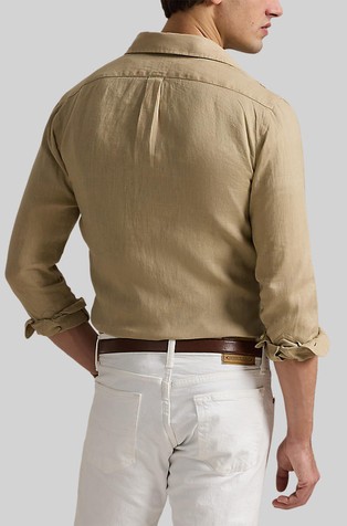 RALPH LAUREN Custom Fit Linen Shirt Coastal Beige 2