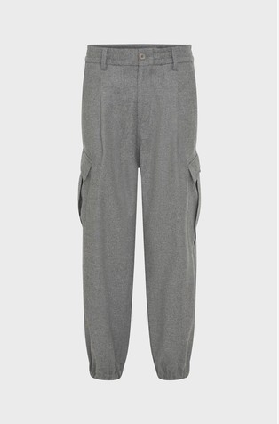 Relaxed fit cargo pants with pleats in viscose-wool blend