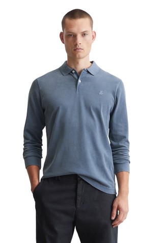 Regular fit polo majica z dolgimi rokavi iz organskega bombaža