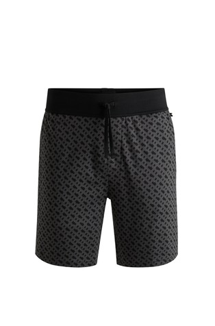 Interlock-cotton pyjama shorts with monogram print