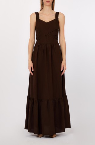 Long linen-blend dress