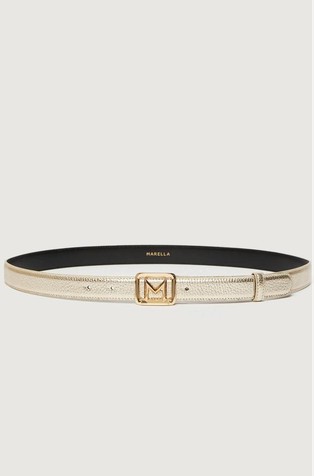 M-buckle leather belt