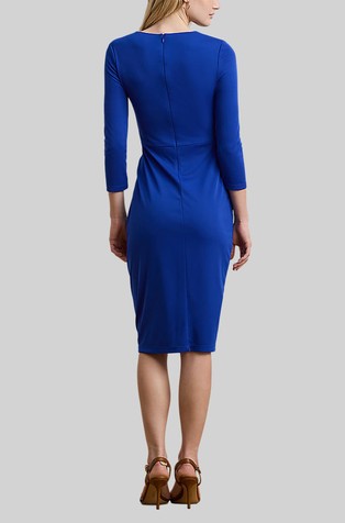 RALPH LAUREN Obleka z zavitim detajlom iz raztegljivega jerseya Modra - New Sapphire 2