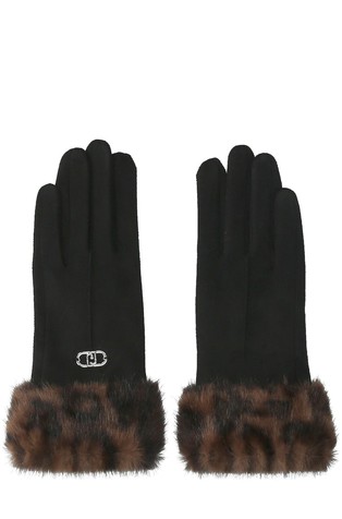 Gloves with faux fur trim