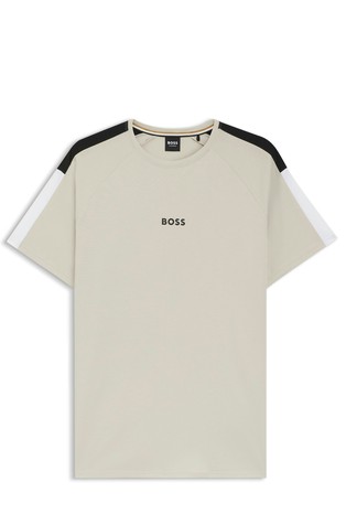 Cotton-blend pyjama T-shirt with colour-blocking