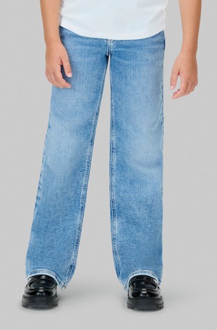 Jeans hlače z visokim pasom in širokimi hlačnicami