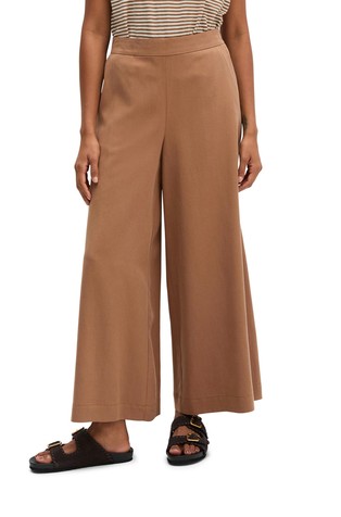 Pull-on wide trousers in TENCEL™ Lyocell-linen blend
