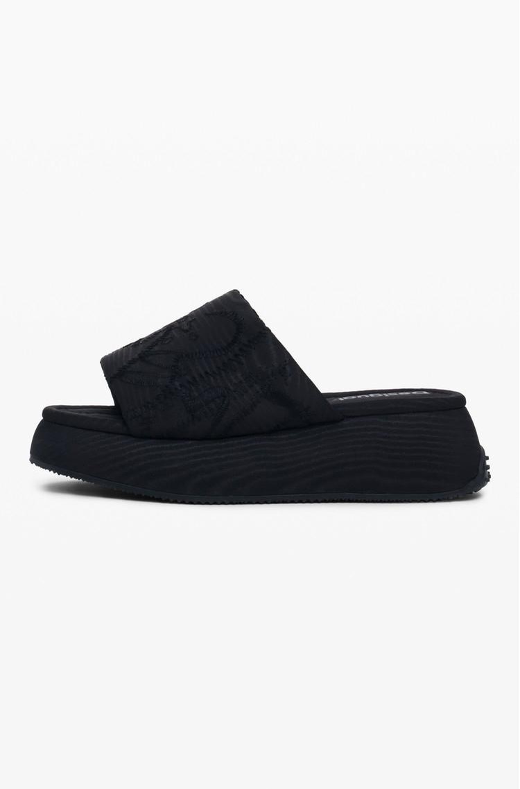 DESIGUAL Platform slide sandals Black 