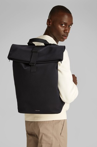 CALVIN KLEIN Roll Top Backpack in Nylon Black 5