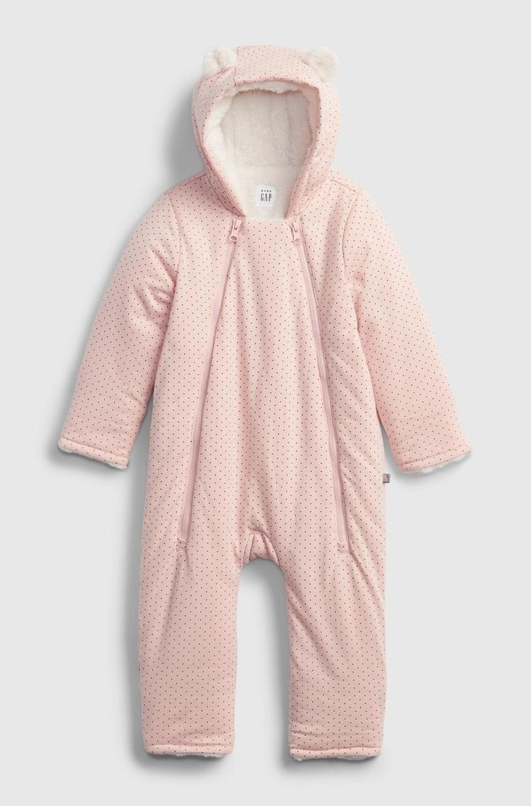 GAP Baby Hoodie Sherpa-Lined One-Piece pink dust 
