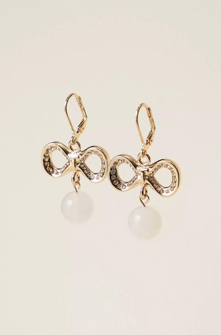 Uhani v obliki pentlje z okrasnimi kamenčki