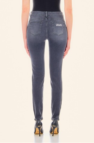LIU JO Bottom Up skinny fit jeans hlače z visokim pasom Siva - Gray 2