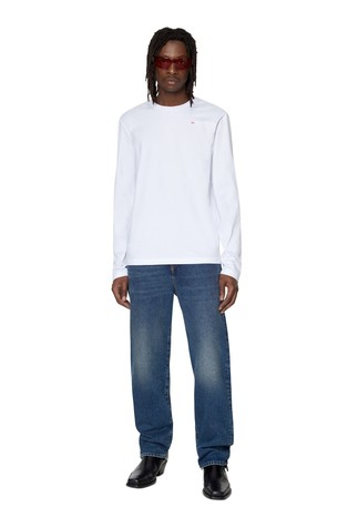 DIESEL Majica z dolgimi rokavi in mikro logotipom Bela - White 4