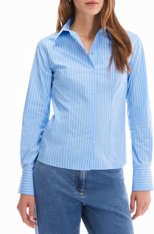 Slim fit črtasta srajca iz poplina