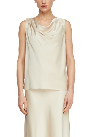 Satenast top z drapiranim ovratnikom