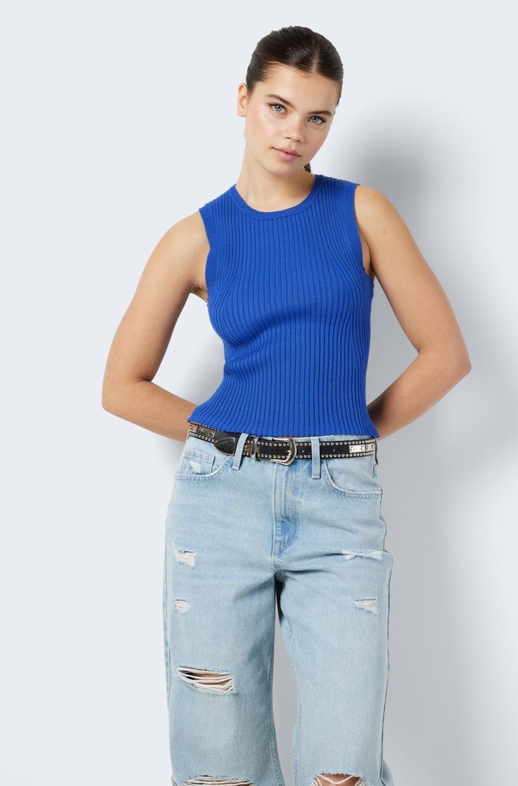 NOISY MAY NMCREE roound-neck knitted top Medium Blue 