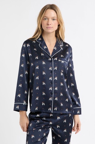Hailey satenast zgornji del pižame z motivi psov