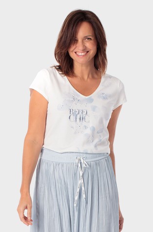 Rhinestone t-shirt in stretch cotton