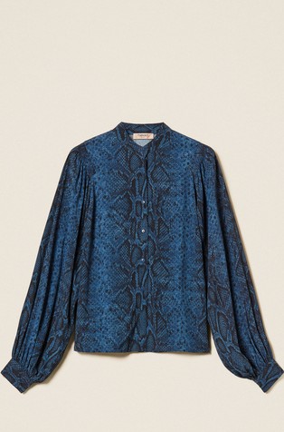 Snake-skin print viscose shirt
