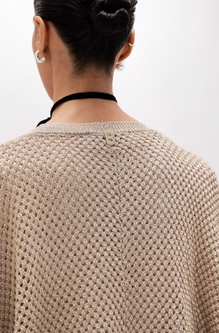 BLUGIRL Knitted mesh cape with lurex fibres Beige 3