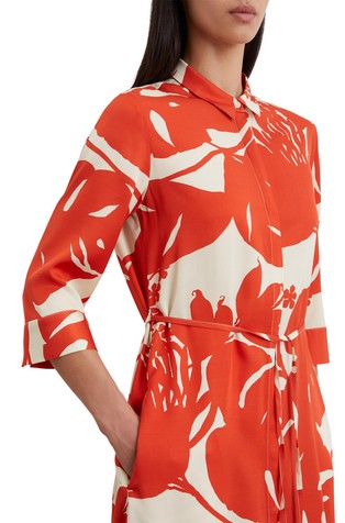 MARC O'POLO Midi vzorčasta srajčna obleka z raztegljive viskozne tkanine Oranžna - Orange/Cream 4