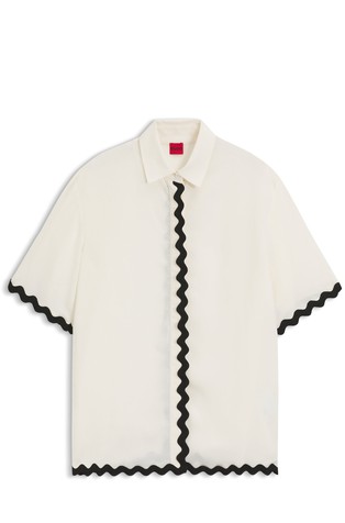 Relaxed-fit blouse with contrast zigzag tape