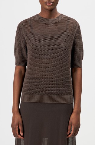 Chunky knit short sleeve in cotton blend