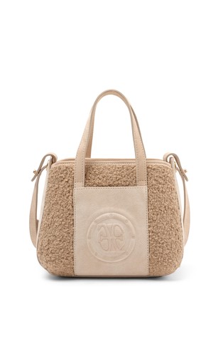 Mini shearling bag with suede inserts