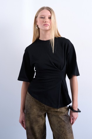 TSKAMILLA cotton T-shirt with gathered detail
