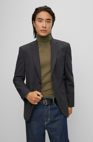 Regular-fit jacket in stretch virgin wool