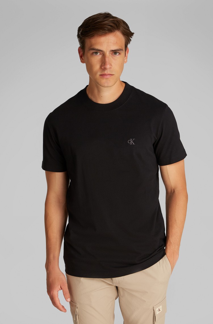 CALVIN KLEIN Monogram majica s kratkimi rokavi Črna - Black 