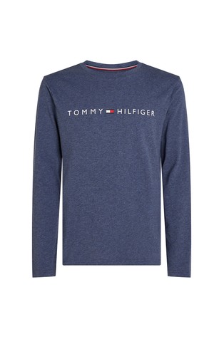 TOMMY HILFIGER Logo zgornji del pižame z dolgimi rokavi Modra - Blue 5
