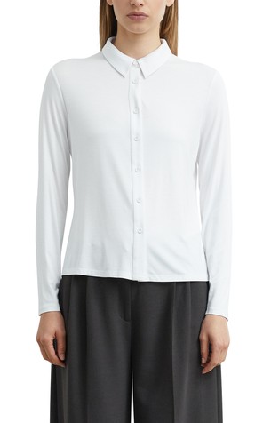 Viscose jersey blouse with polo collar