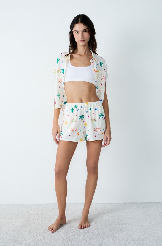 Fabiola printed viscose-linen pyjama shorts ETAM