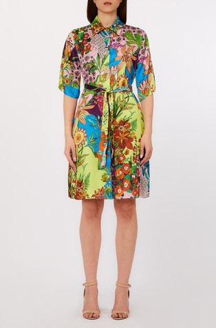 Short printed satin dress