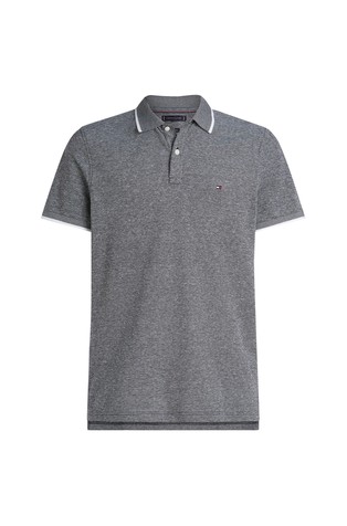TOMMY HILFIGER Regular fit polo majica iz piké lanene mešanice Siva - Dark Gray 5