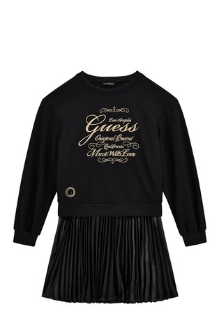 Mixed Fabric Dress With Plissè Skirt