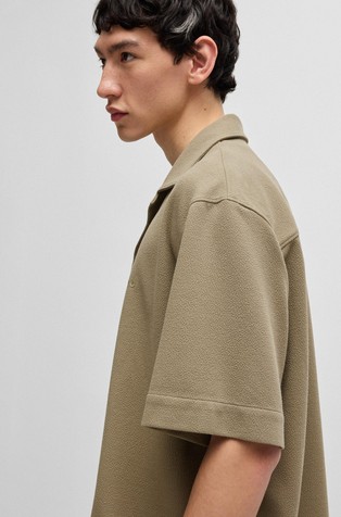 HUGO BOSS Oversized fit srajca iz strukturiranega jerseya Zelena - Open Green 4