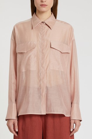 Straight fit cotton and silk shirt
