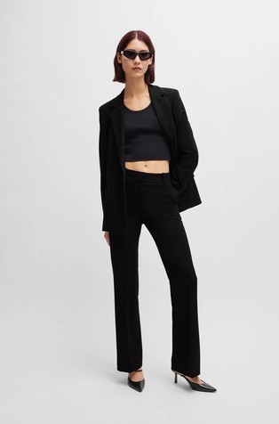 HUGO BOSS Regular-fit bootcut trousers in stretch fabric Black 4