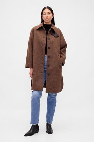 Ženski kratek plašč s pepita vzorcem