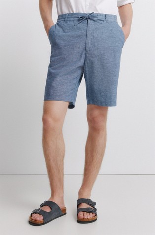 Cotton and linen comfort slim fit Bermuda shorts