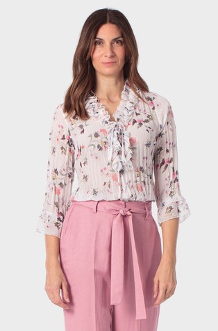 Floral print blouse with ruffles