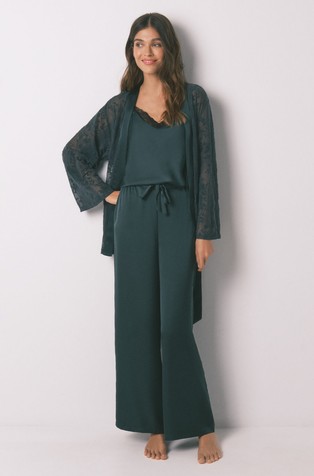 3-piece satin pyjamas set with robe