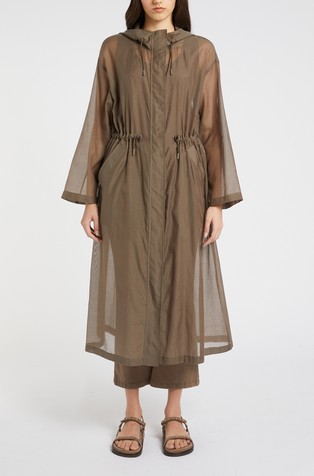 Monochrome sheer cotton and silk overcoat