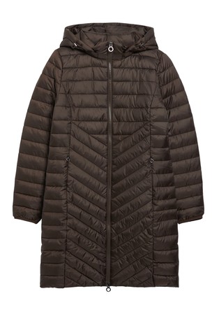 Lightweight quilted coat with detachable hood