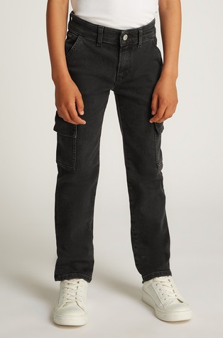 Ravne cargo jeans hlače