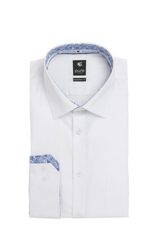 PURE H.TICO Modern Fit City srajca z dolgimi rokavi Bela - White 3